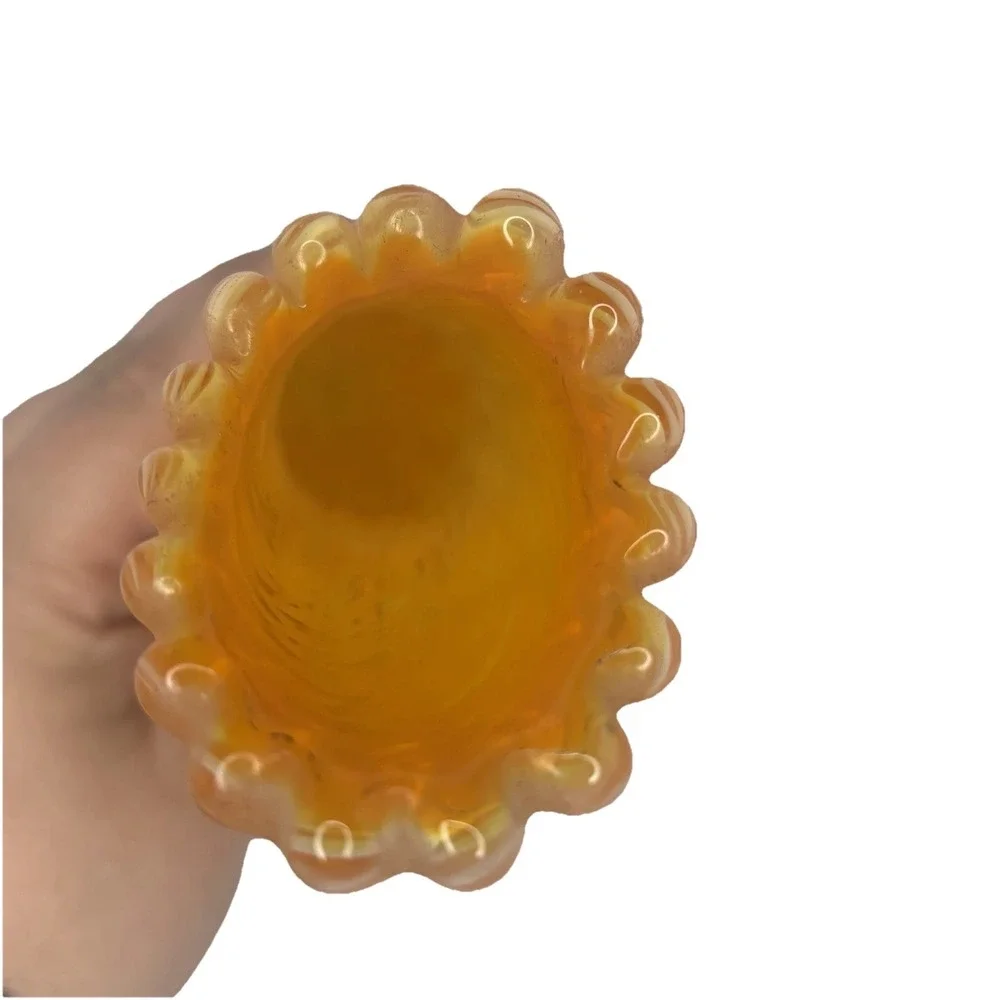 Vintage Swung Vase Orange Swirl Twisted Glass Vase Mid Century Modern MCM Style